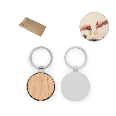 GASTON ROUND. Porta-chaves em ferro com formato redondo em zinco e bambu